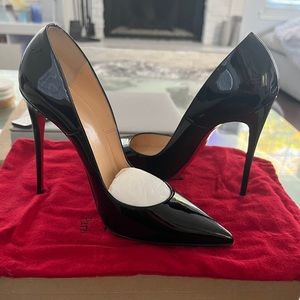 Christian Louboutin So Kate Black 120 Patent Heels